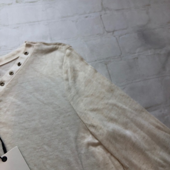 7 for all Mankind bell sleeve cream long sleeve tee M NWT embellished Host Pick! - Picture 4 of 11